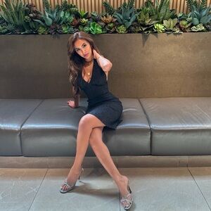 Stunning navy blue eyelet halter midi dress😍